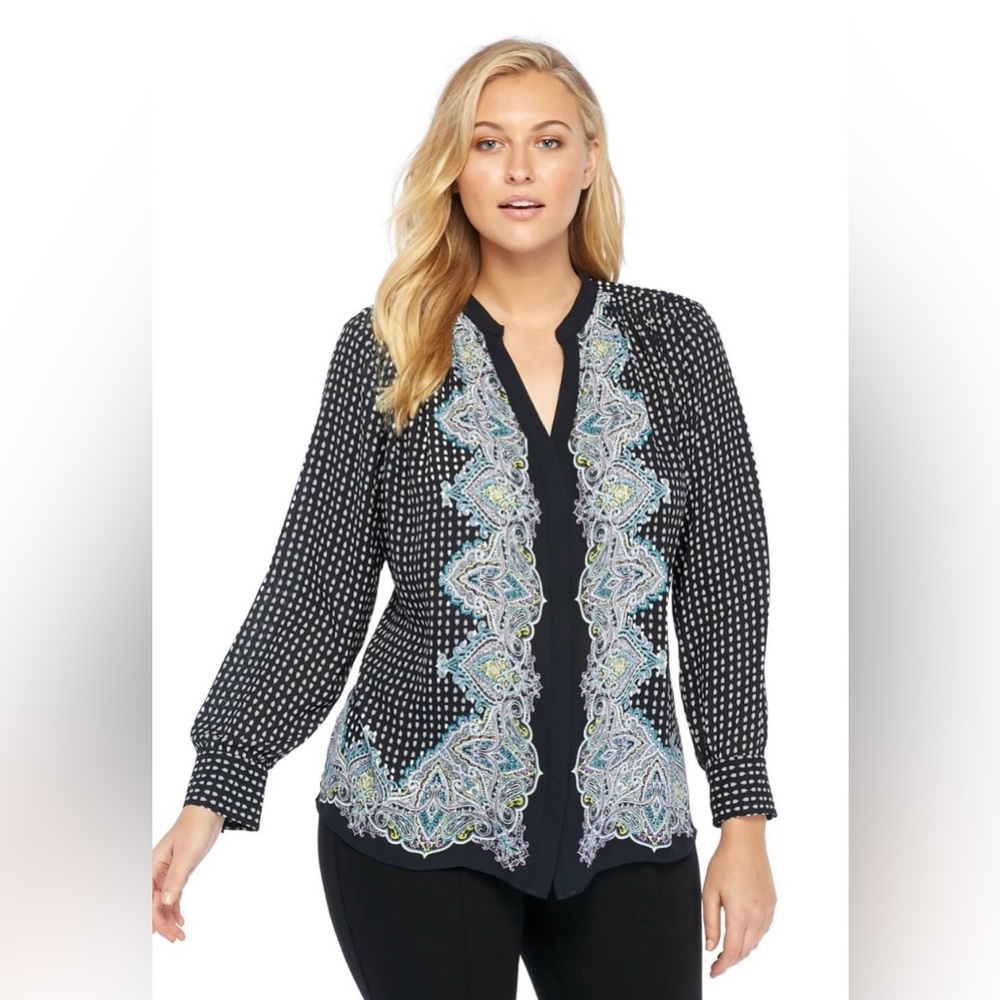 The Limited Mixed Print Button-down Blouse, Small